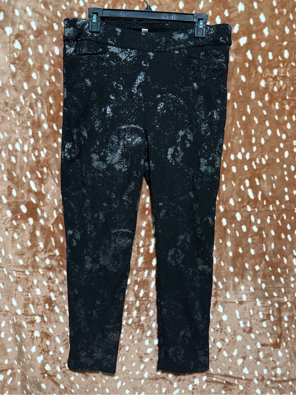 Chico's Black Marbled Stretch Jeggings